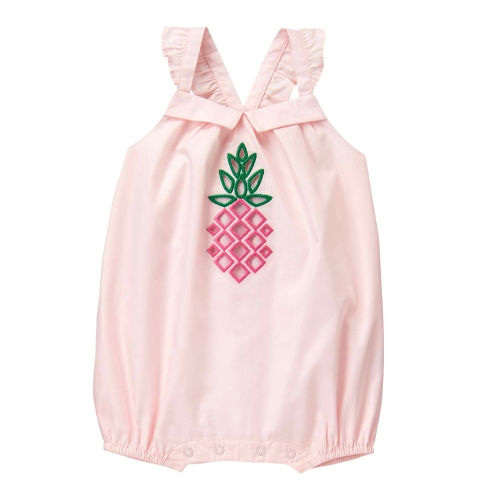 ♥️ HP JANIE AND JACK Pineapple Romper Sz 18-24M Pink Green Jumpsuit NWOT